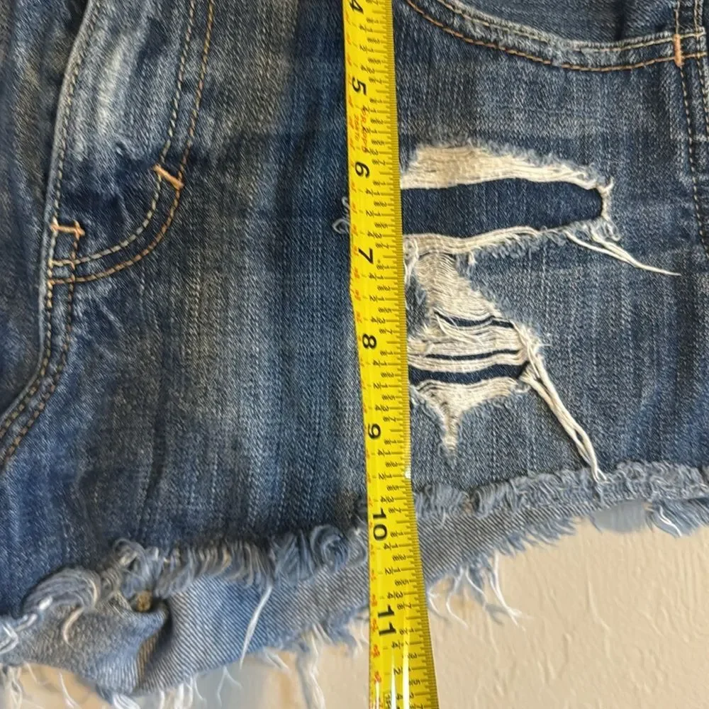 Hollister Y2K girly Distressed Blue Denim cutoff shorts size 25 spring‎ - Picture 5 of 9
